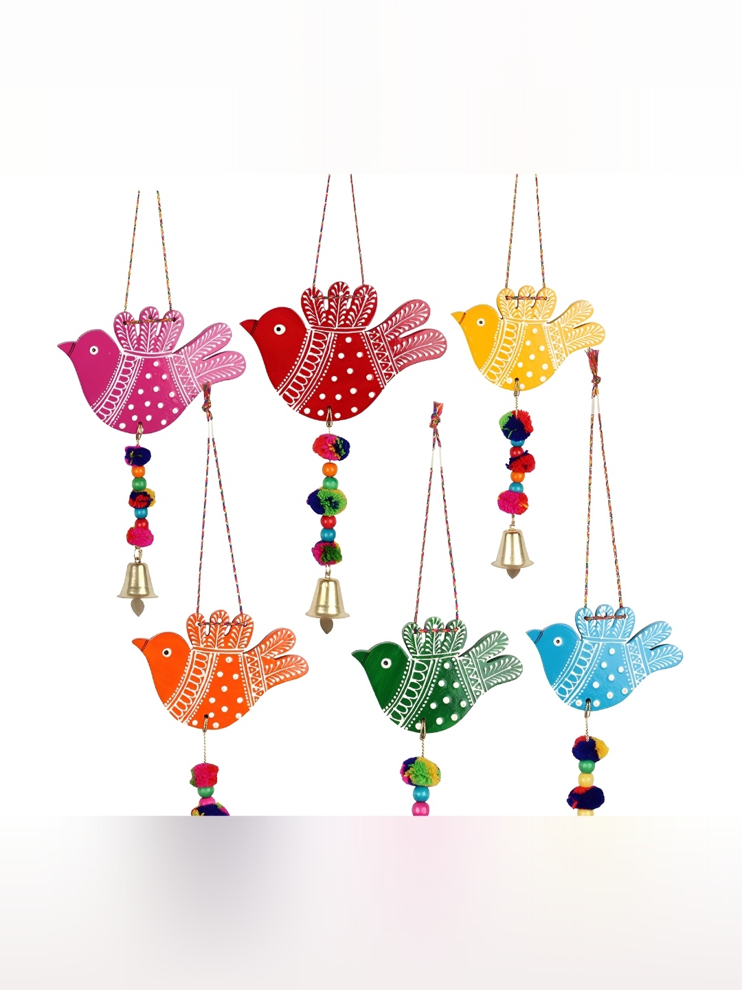 

Sohibe Red & Yellow 6 Pieces Textured Wooden Wall Hangings