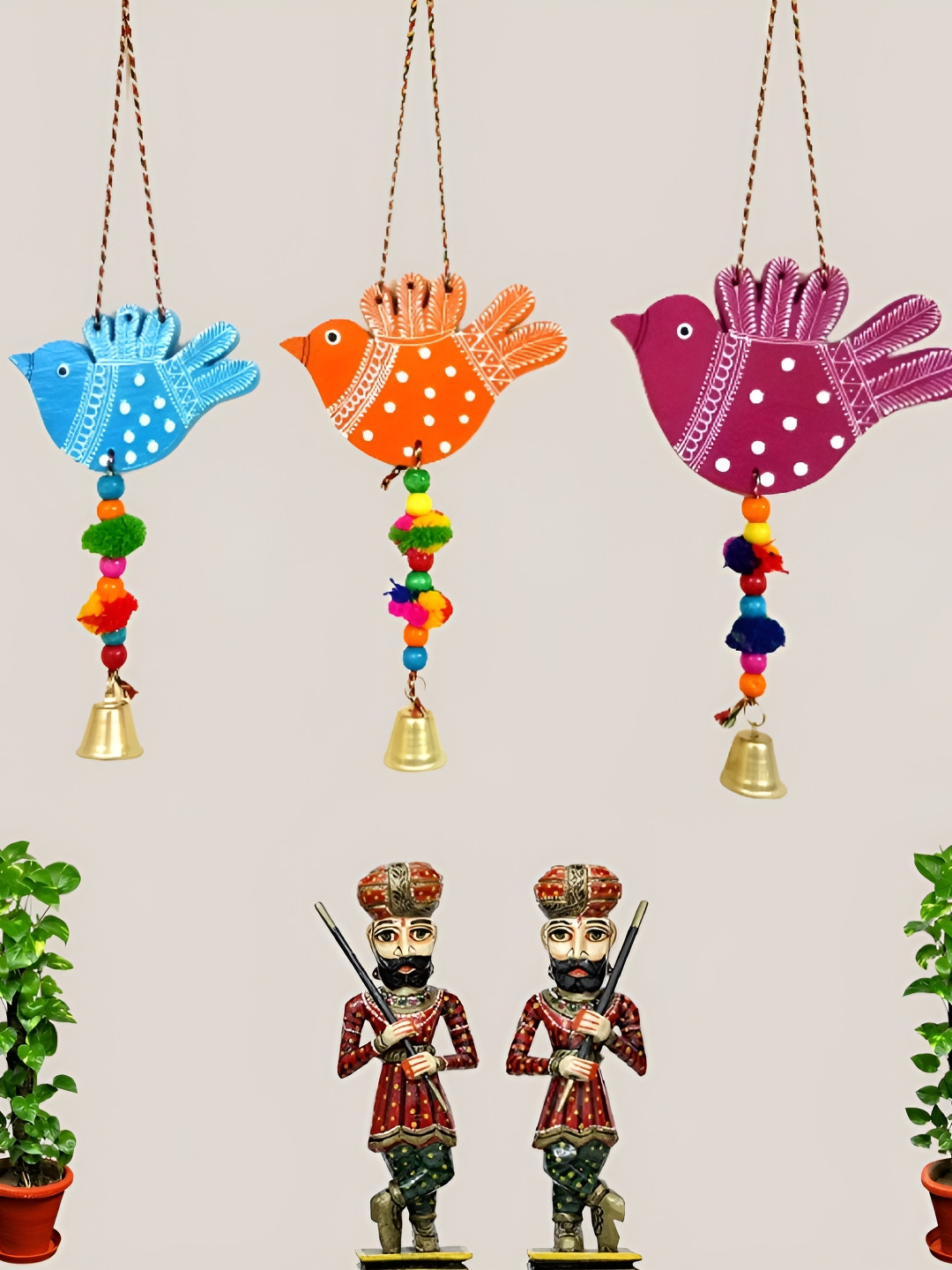 

Sohibe Set Of 3 Blue & Pink Printed Wall Hanging