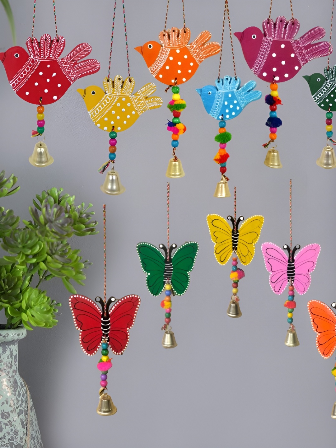 

Sohibe Red & Yellow 11 Pcs Printed Wall Hanging
