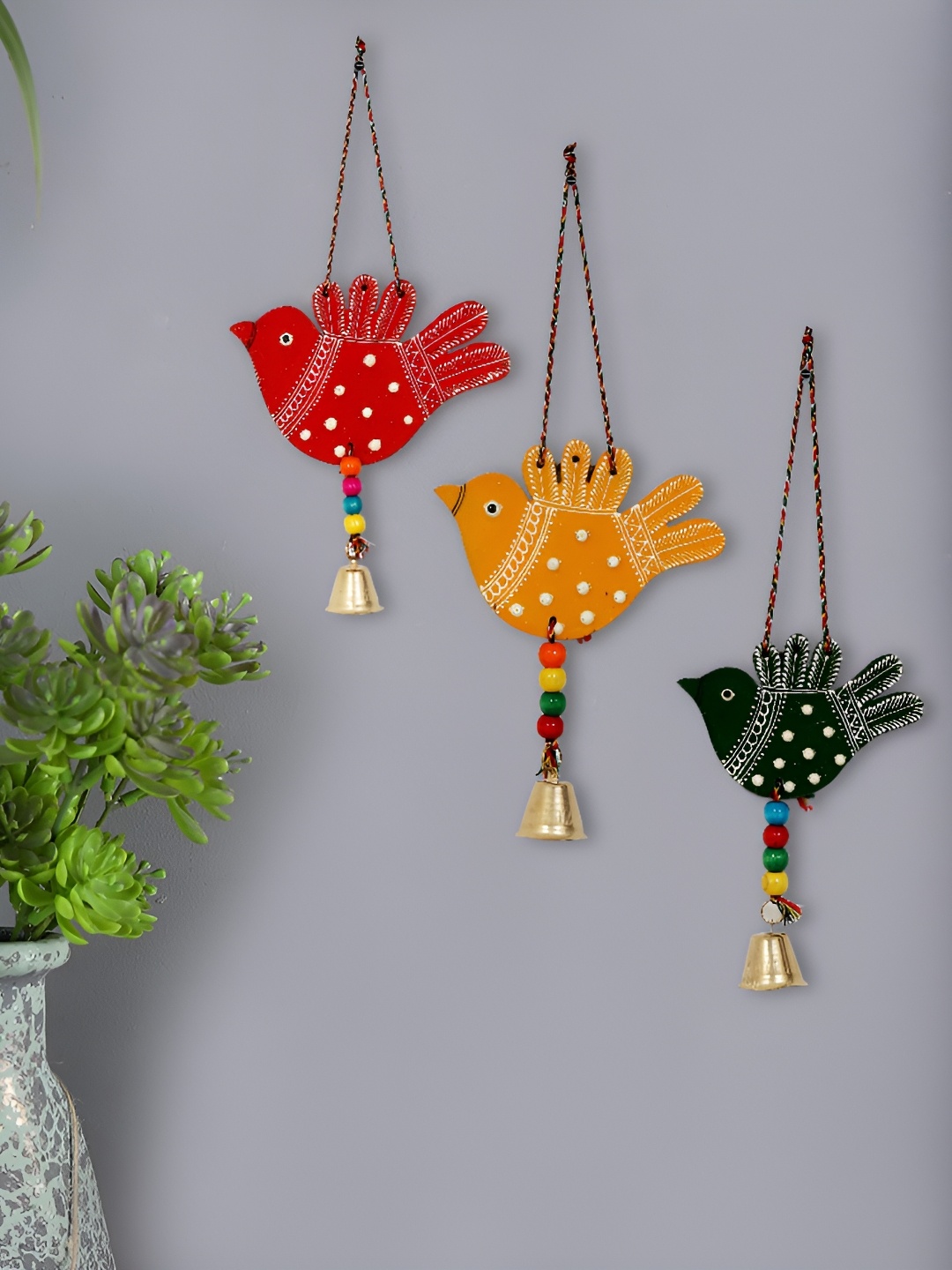

Sohibe Set Of 3 Red & Green Printed Wall Hanging