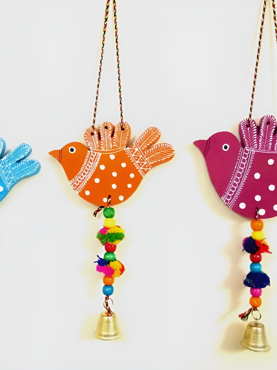 

SohibeBlue & Pink 3 Pcs Printed Wall Hanging, Blue