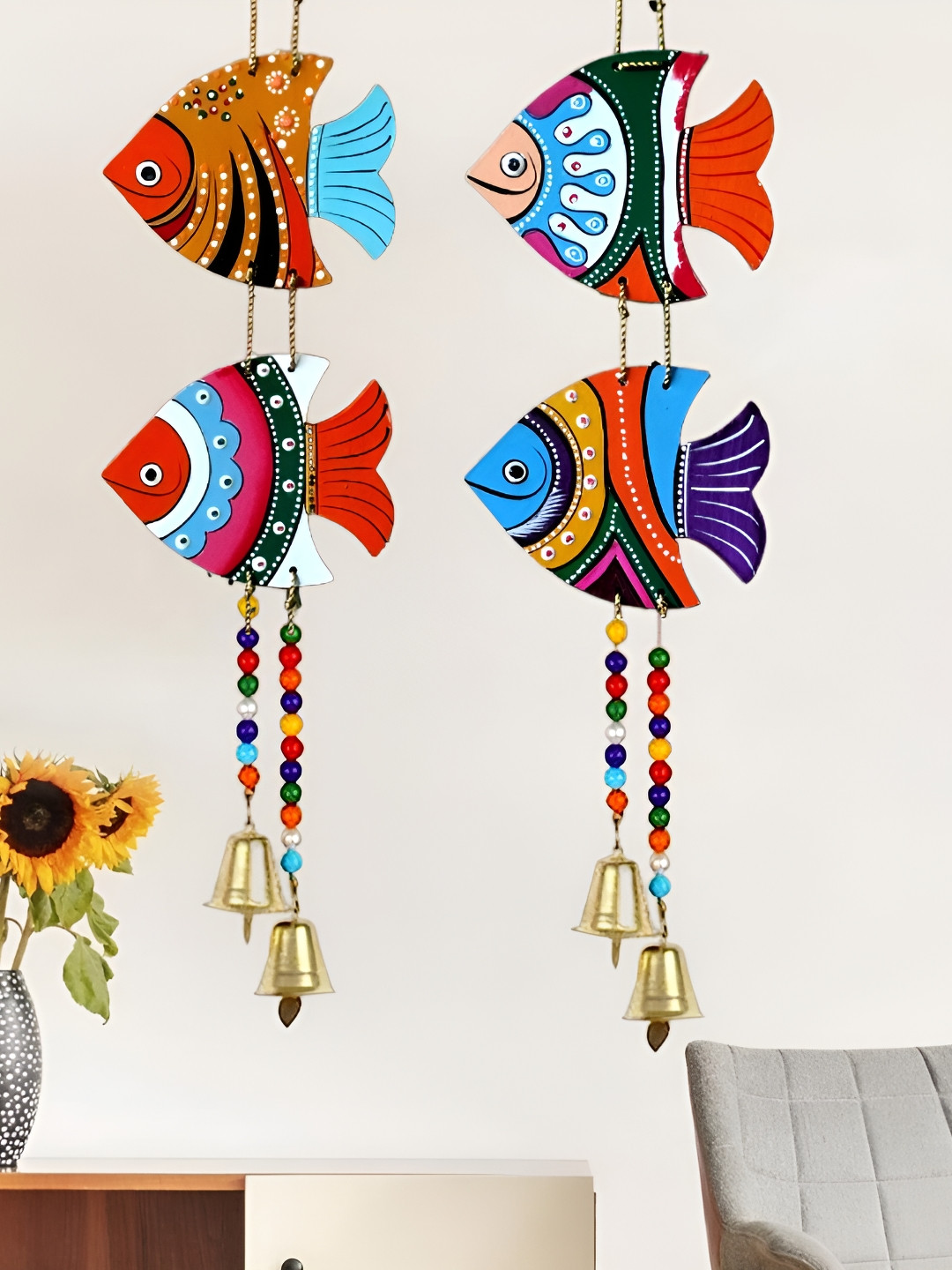

Sohibe Brown 2 Pcs Textured Wooden Wall Hangings, Blue