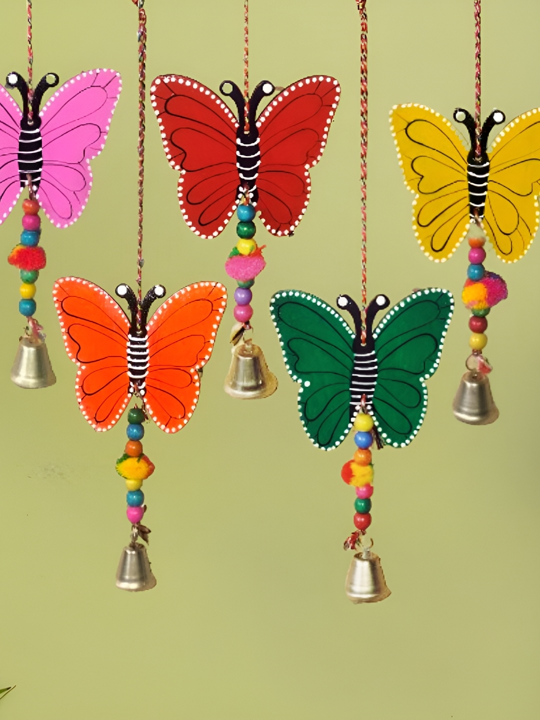

Sohibe 5Pcs Pink & Yellow Printed Wall Hanging