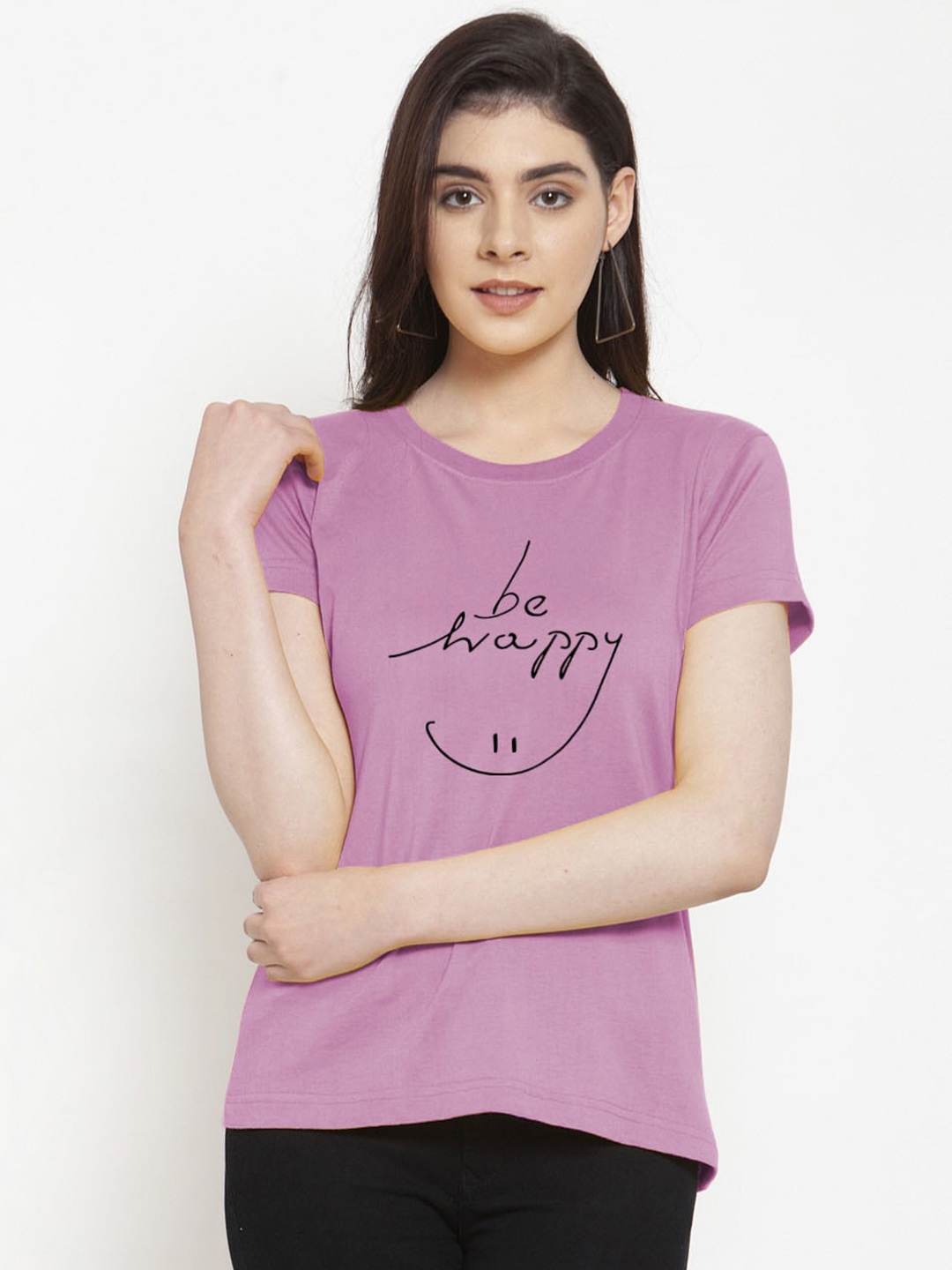 

Friskers Typography Printed Slim Fit Pure Cotton T-shirt, Purple