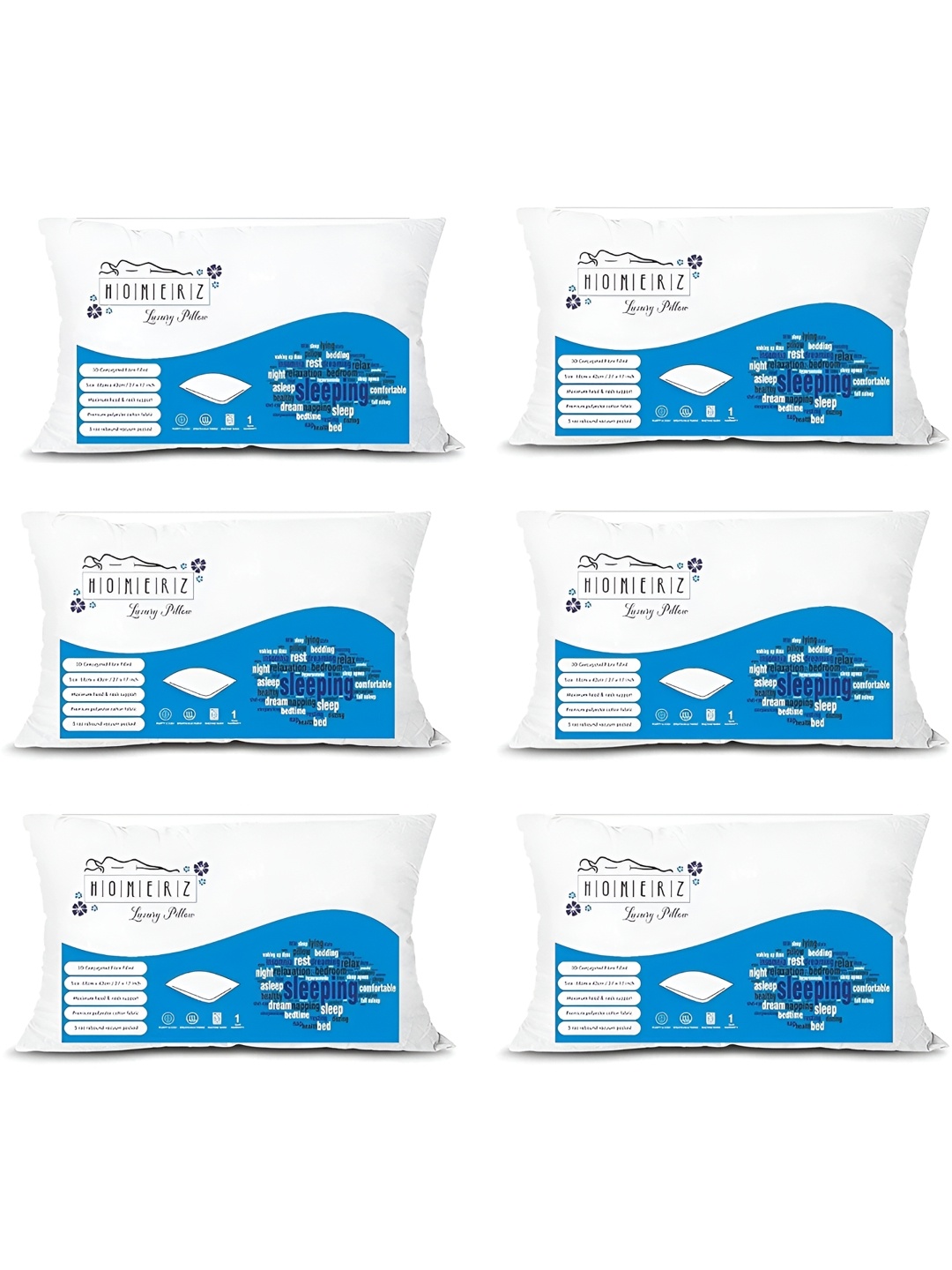 

Homerz White Set of 5 Polycotton Lightweight Sleep Pillow