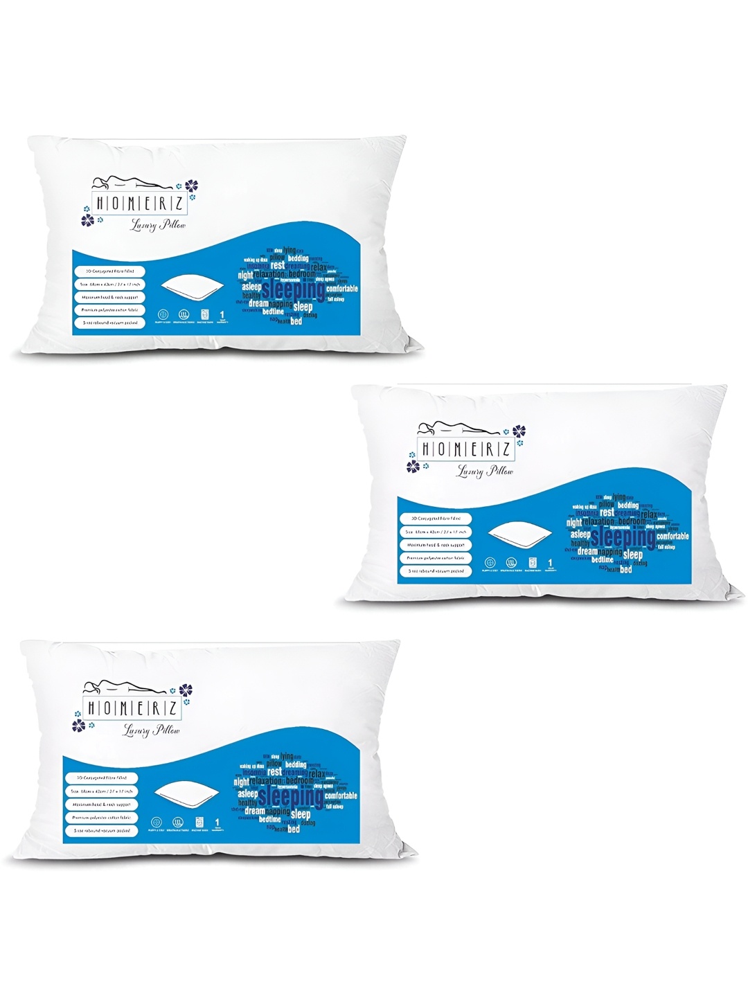 

Homerz White 3 Pieces Lightweight Sleep Pillows