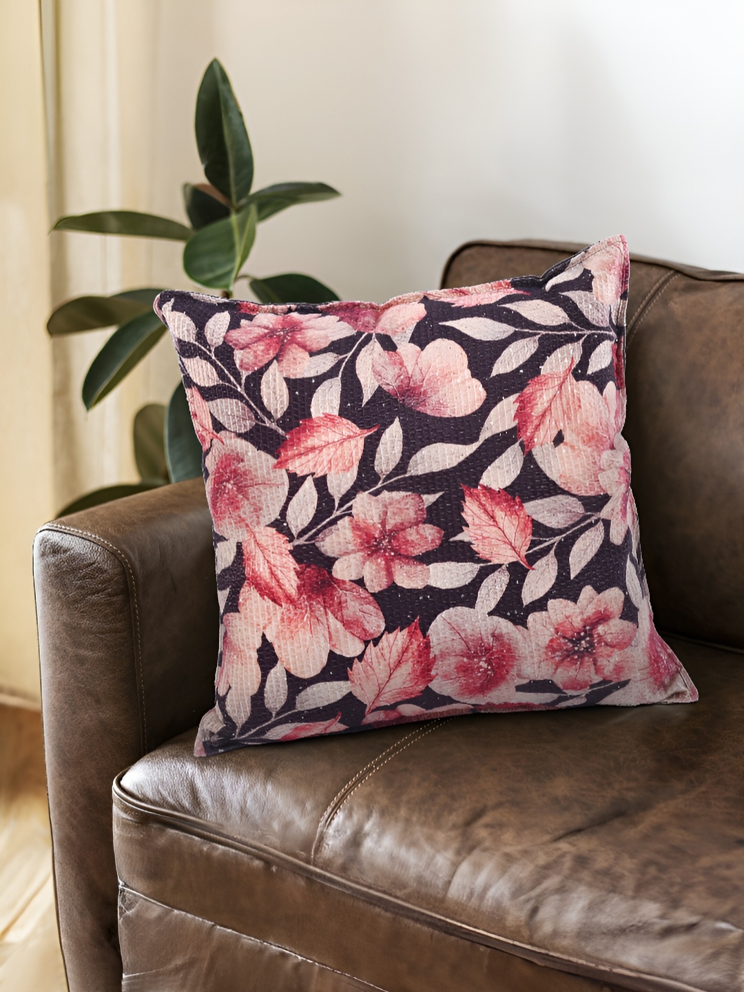 

Fashionhub Brown & Peach Floral Embroidered Cotton Square Cushion Covers