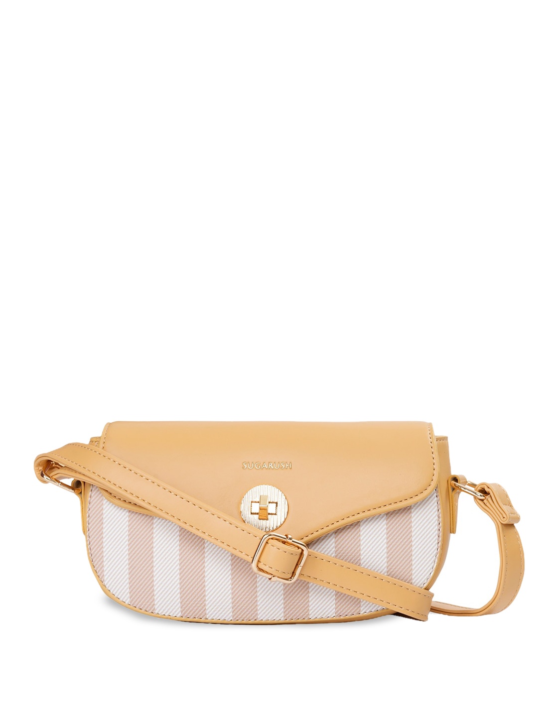

Sugarush Striped Half Moon Crossbody Bag, Mustard