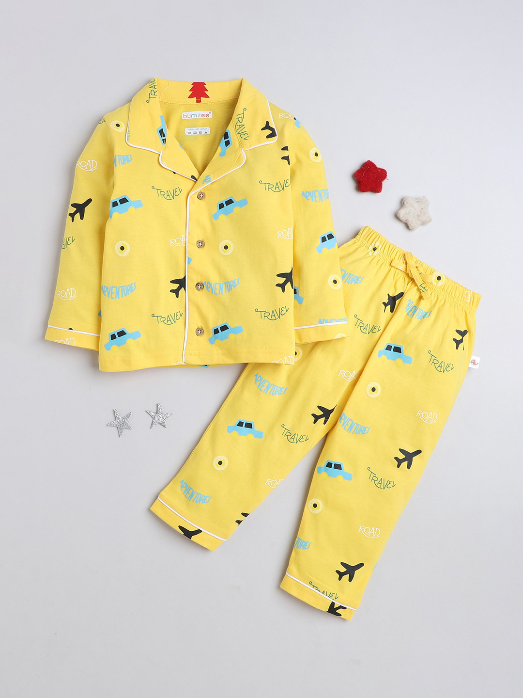 

BUMZEE Boys Printed Night suit, Yellow