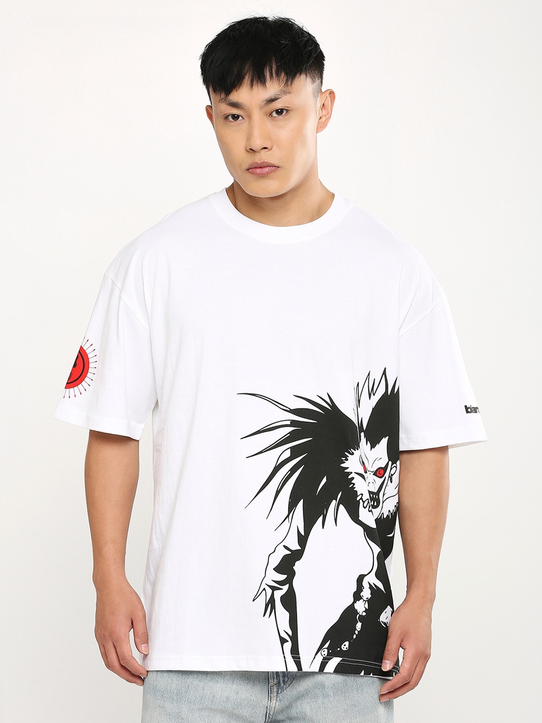 

Blamblack Death Note Printed Drop-Shoulder Cotton Oversized T-shirt, White