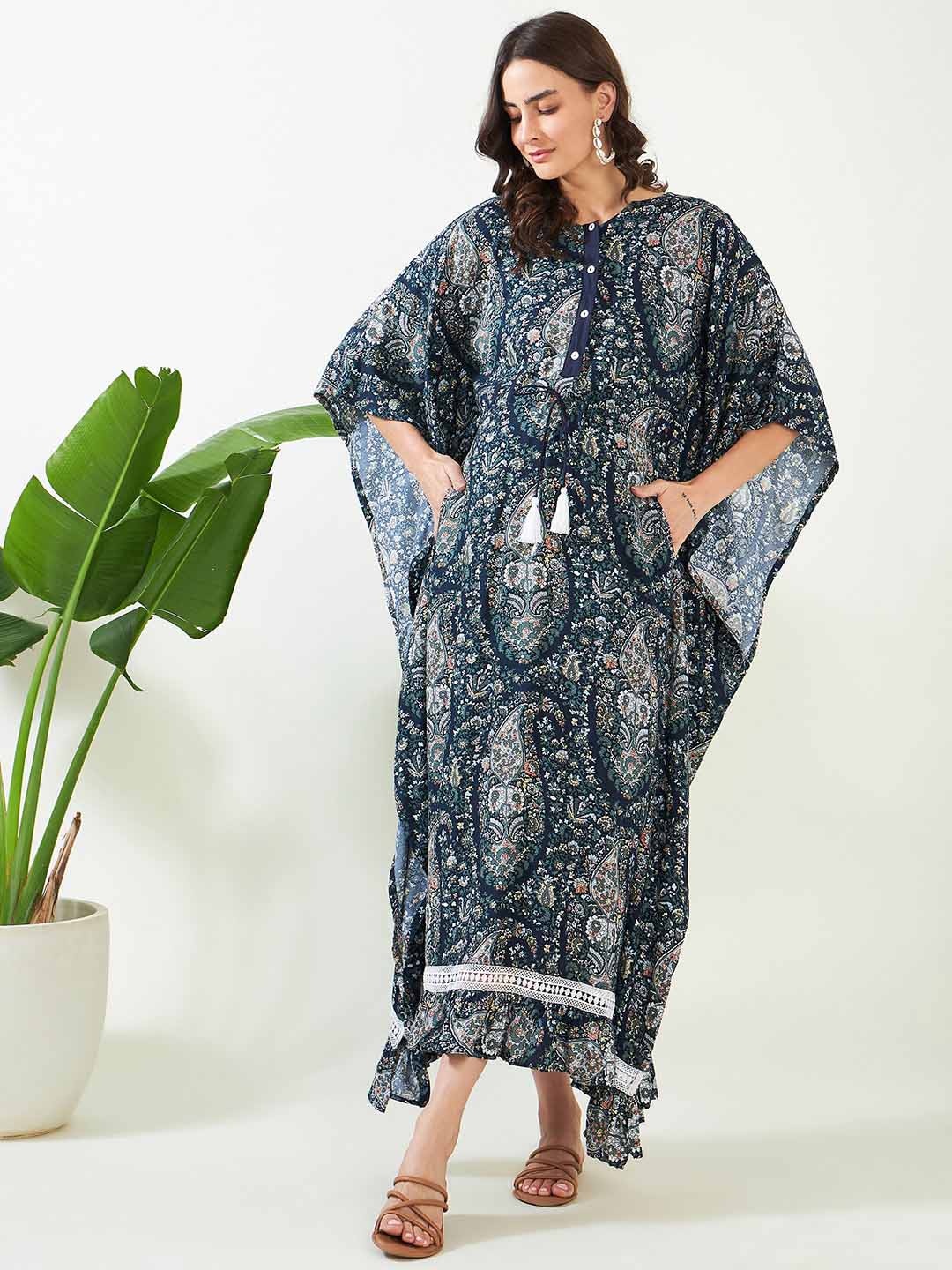 

The Kaftan Company Floral Printed Maternity Kaftan Nightdress, Blue