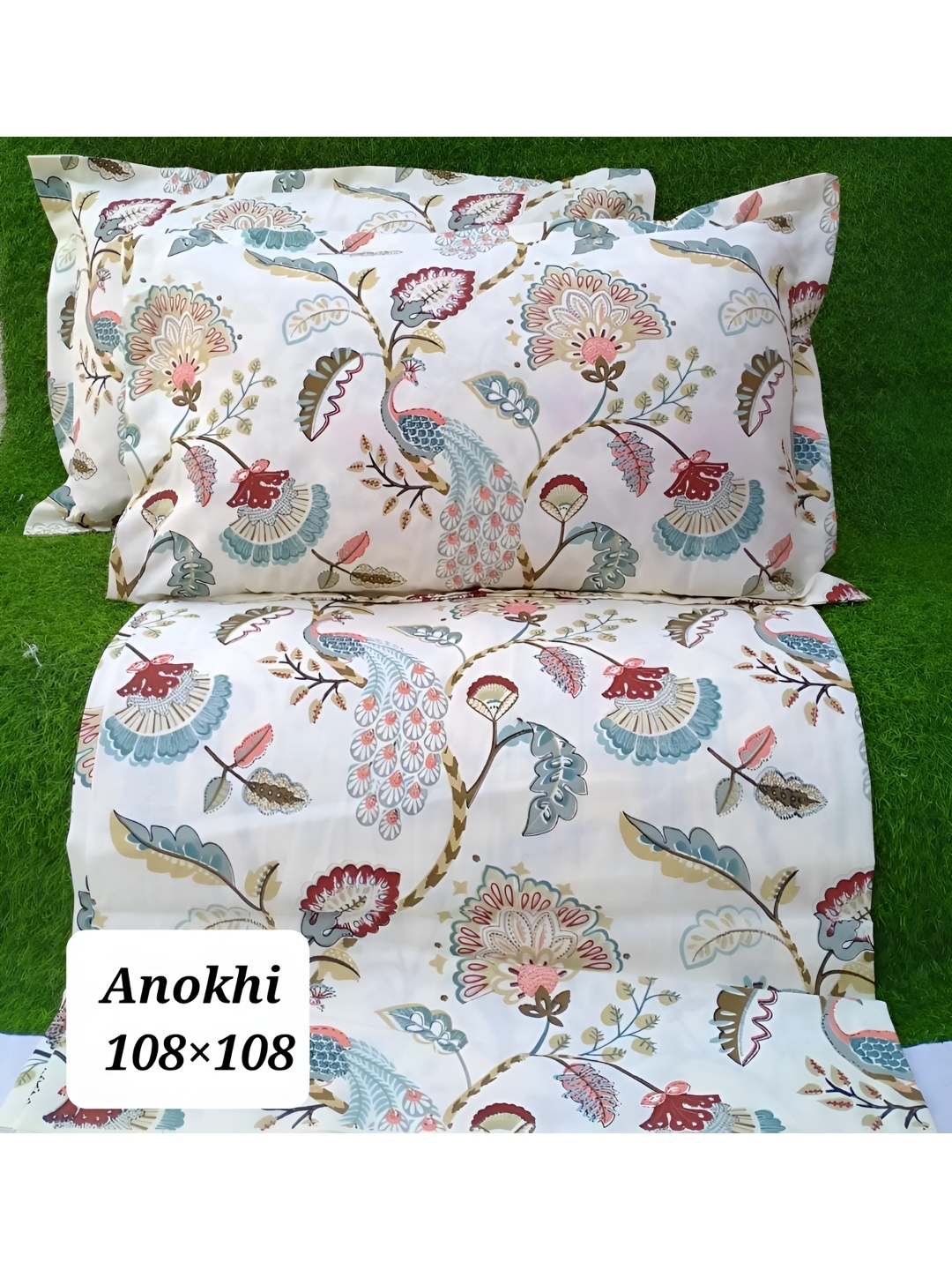 

Bedbathandbliss Brown & Multicoloured Floral 300 TC King Bedsheet with 2 Pillow Covers