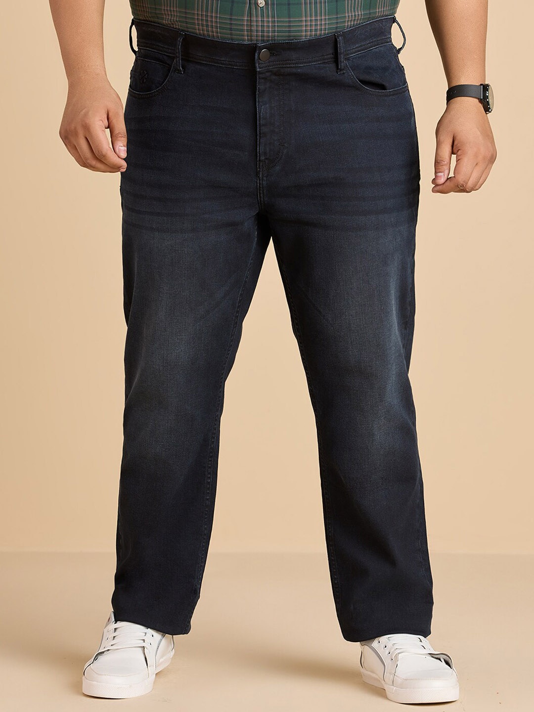 

Big Hello - The Plus Life Men Slash Knee Jeans, Blue