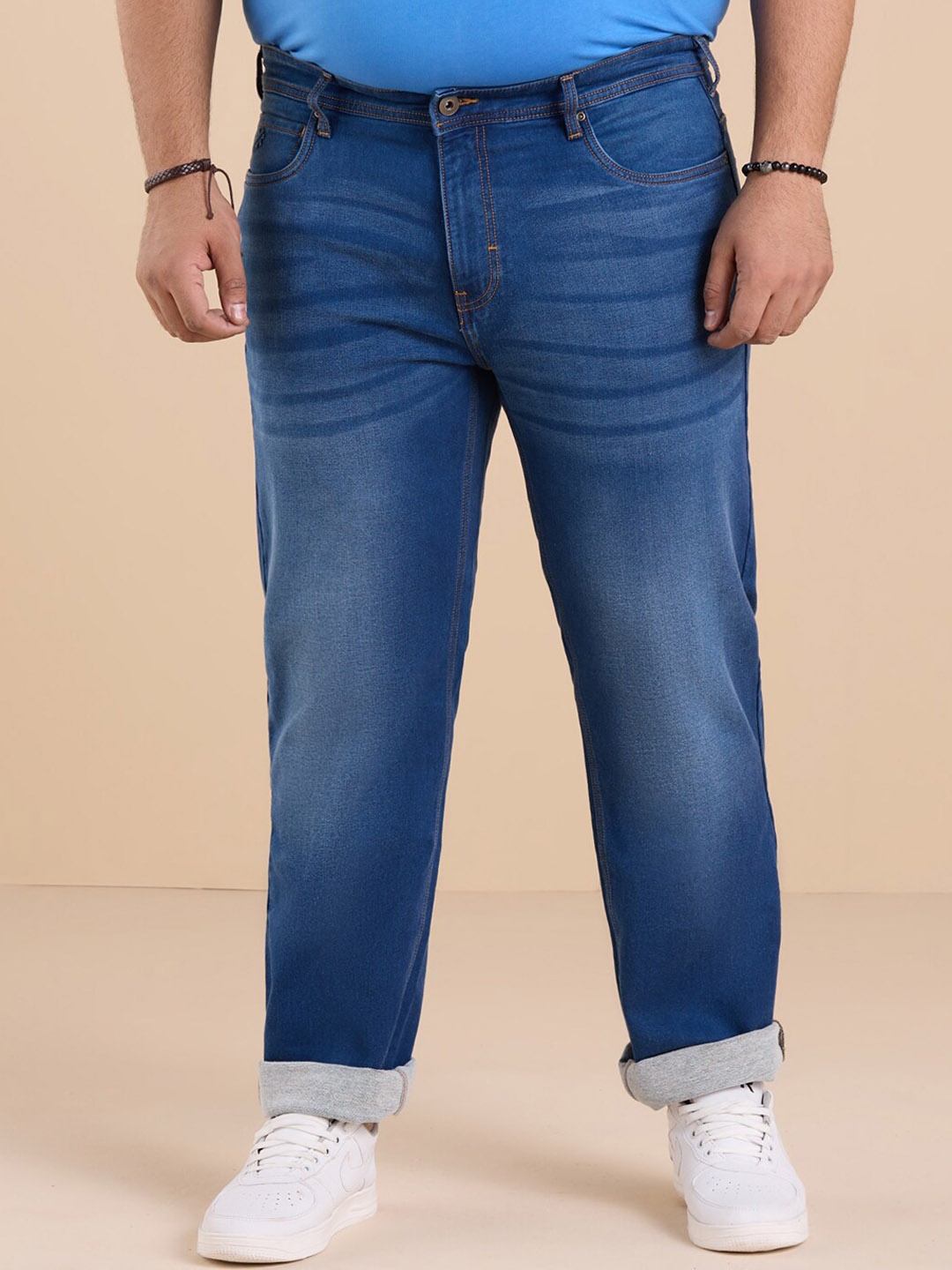 

Big Hello - The Plus Life Men Light Fade Jeans, Navy blue