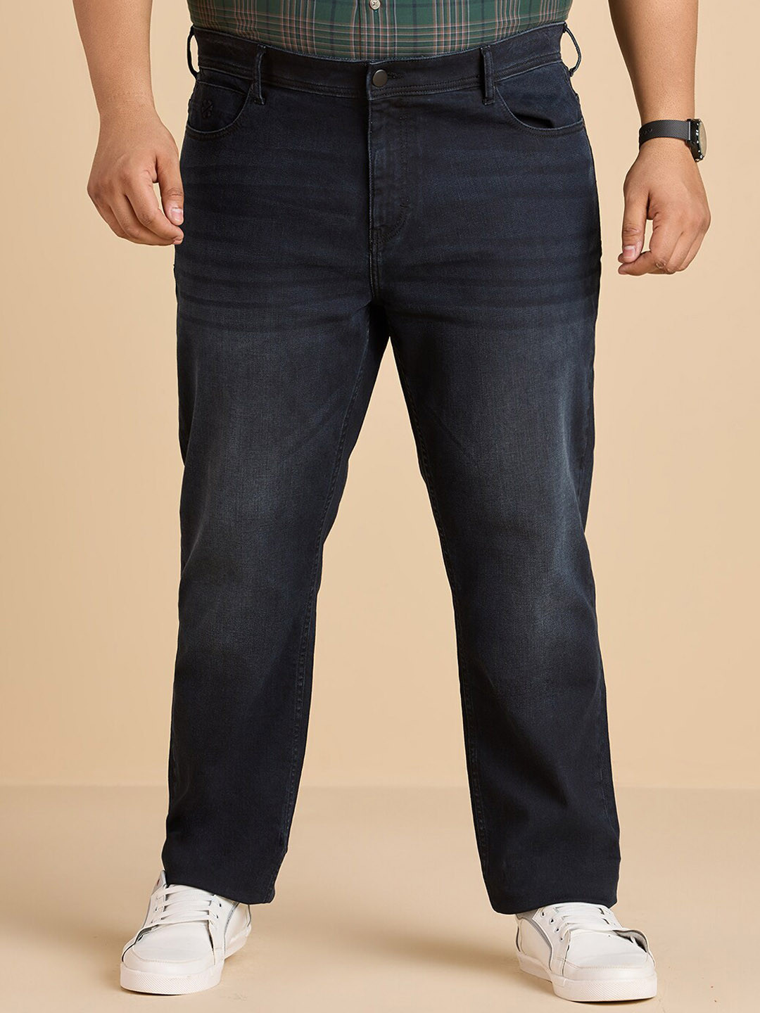 

Big Hello - The Plus Life Men Slash Knee Jeans, Blue