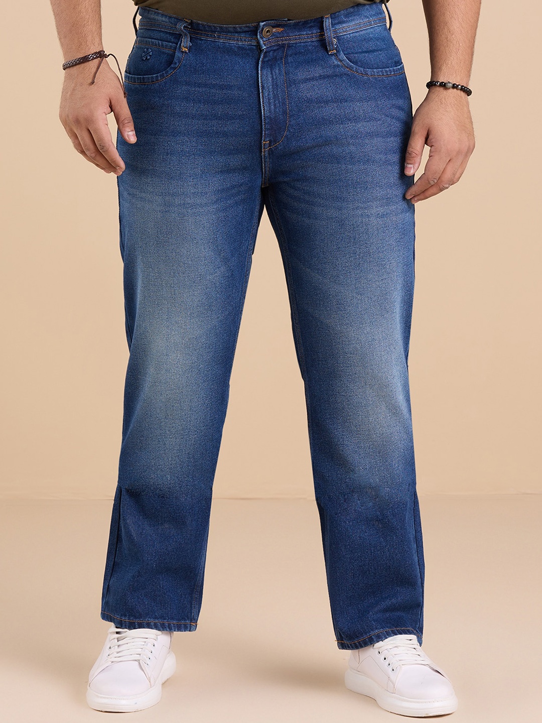 

Big Hello - The Plus Life Men Clean Look Light Fade Cotton Jeans, Blue