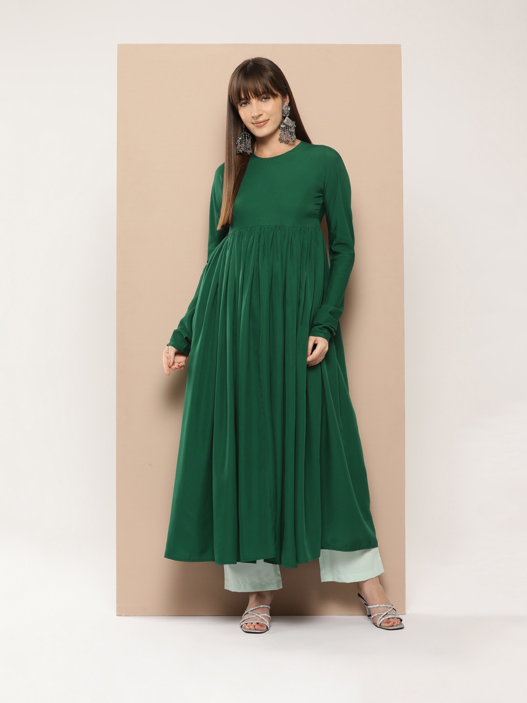 

MBE Women Anarkali Kurta, Green