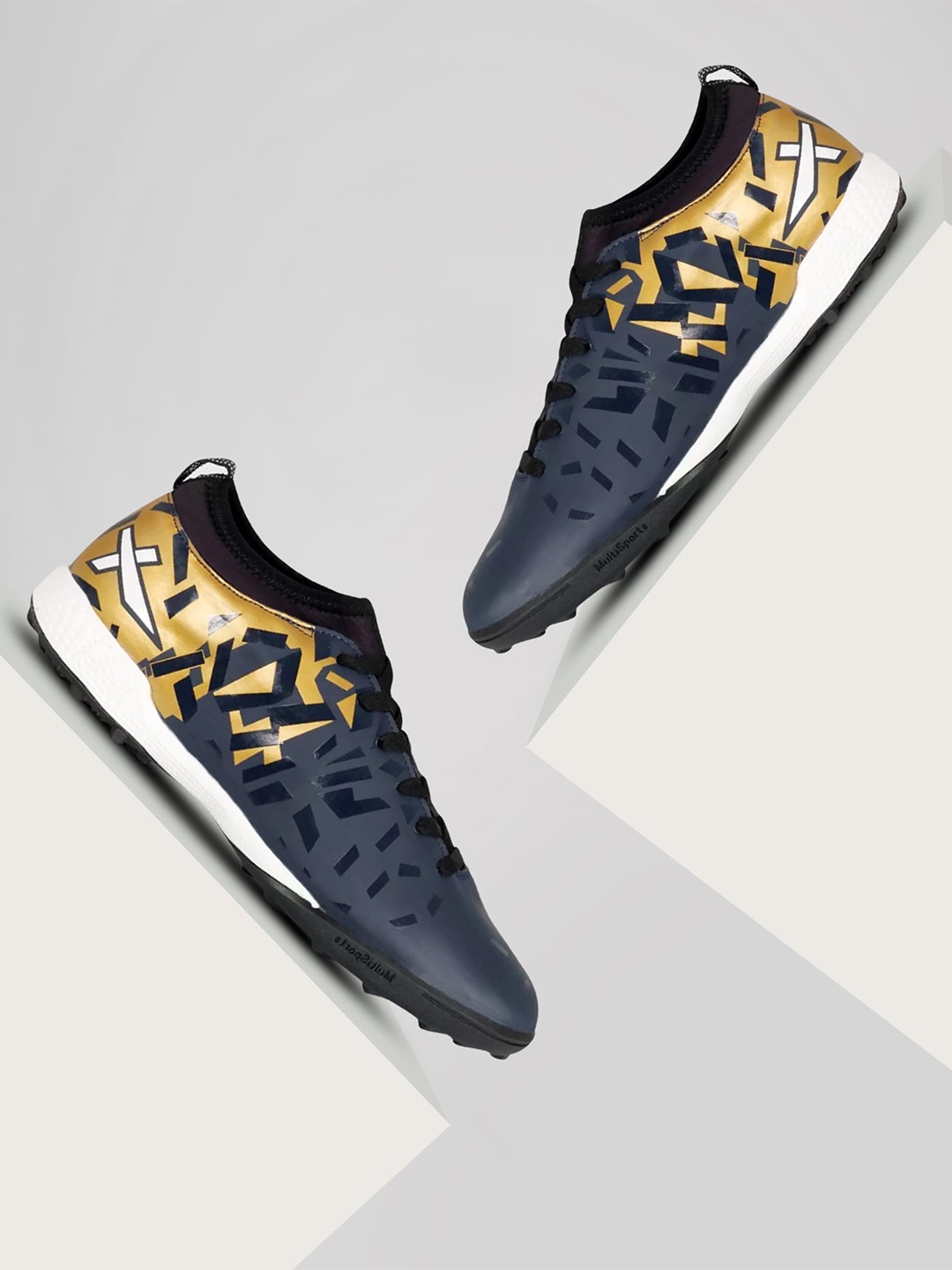 

VECTOR X Unisex Printed Fixed Cleats Lace-Up Football Shoes, Blue