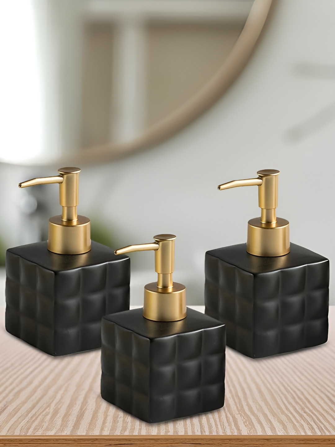 

The Better Home Black 3 Pcs Geometric Ceramic Soap Dispensers 220ml