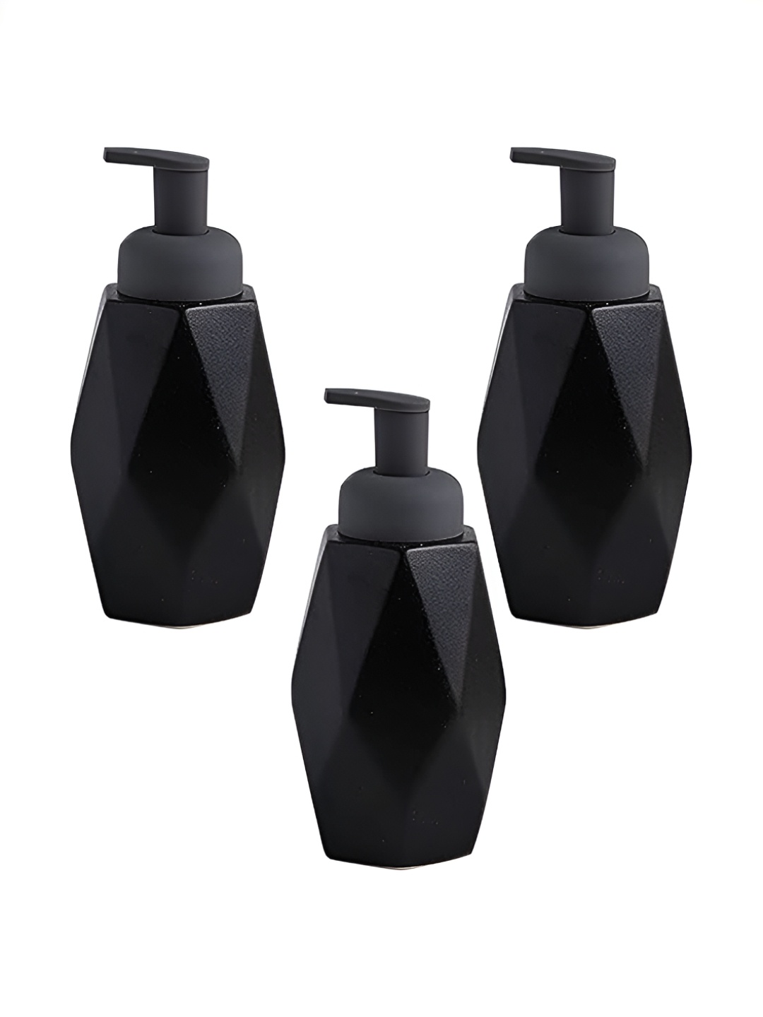 

The Better Home Black 3Pcs Textured Ceramic Glossy Soap Dispensers 400ml Each