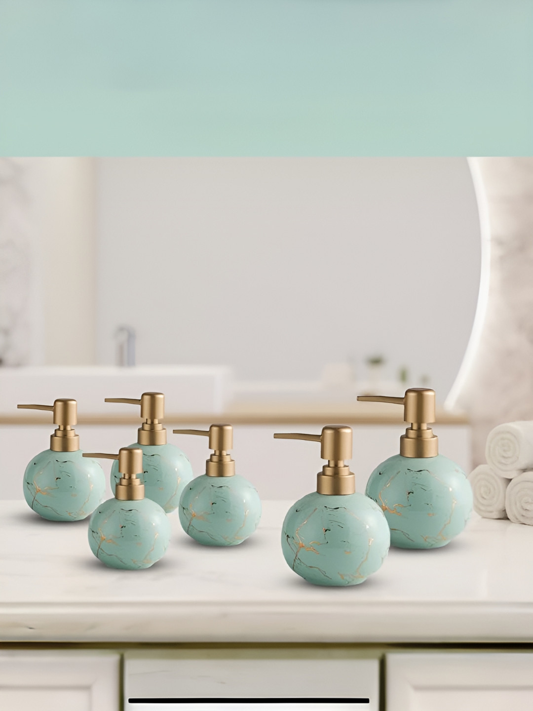 

The Better Home Blue 6 Pieces Ceramic Soap Dispenser 300 ml