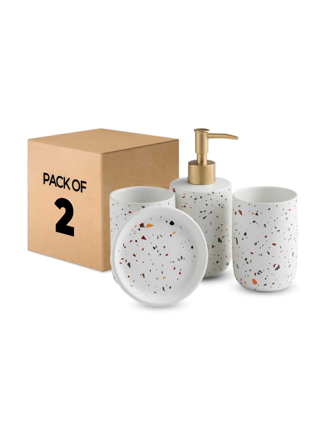 

The Better Home White 3 Pieces Abstract Ceramic Bath Accessories Set