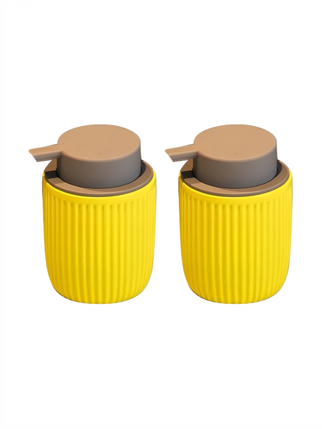 

The Better Home Yellow & Beige 2Pcs Striped Ceramic Glossy Soap Dispensers 320ml Each