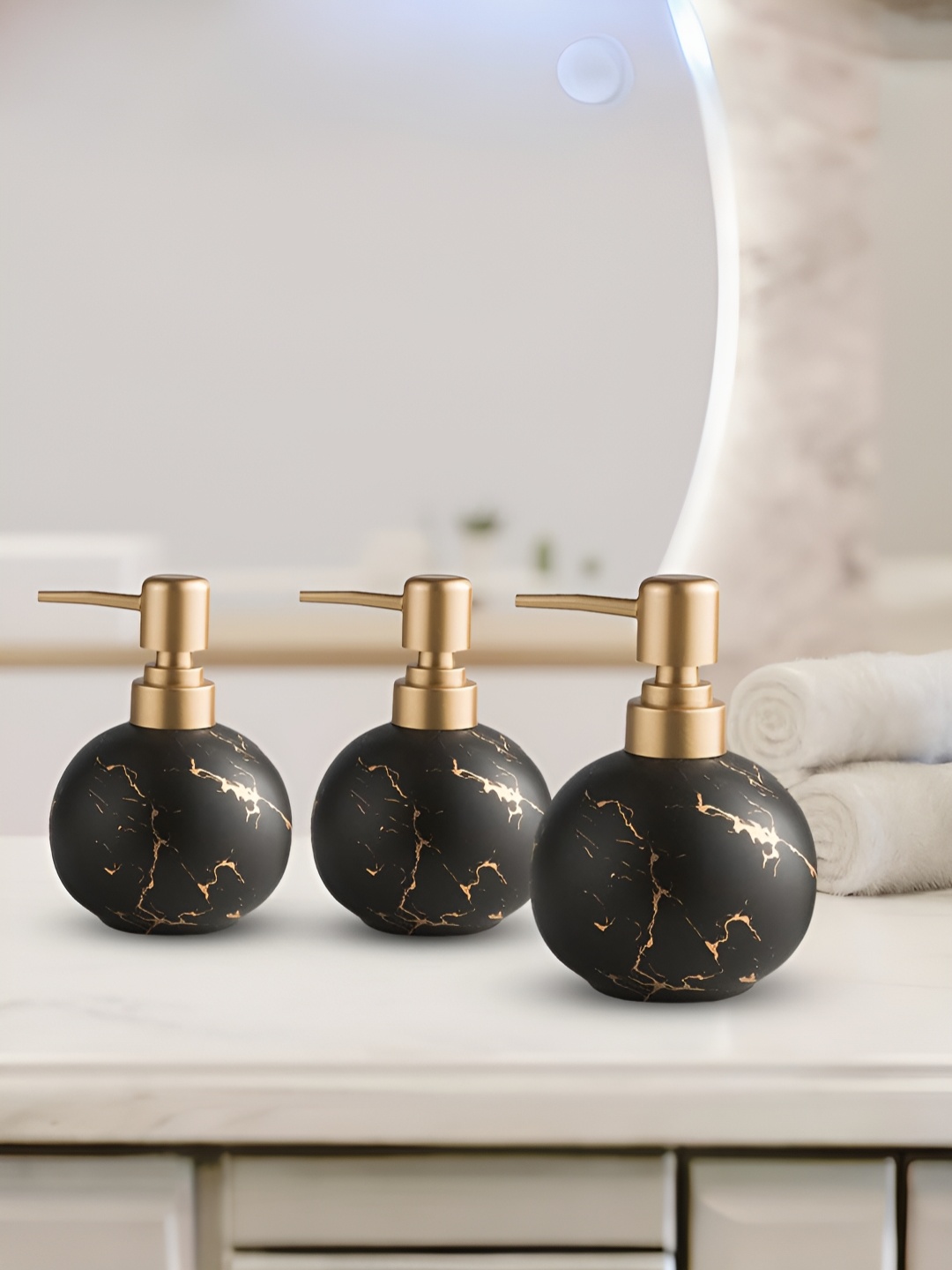 

The Better Home Grey 3 Pieces Abstract Ceramic Soap Dispenser 300 ml