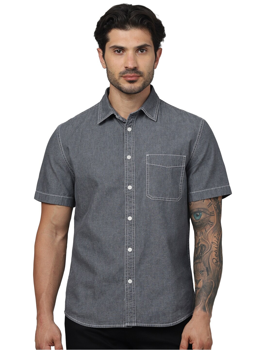 

Celio Classic Cotton Denim Casual Shirt, Grey