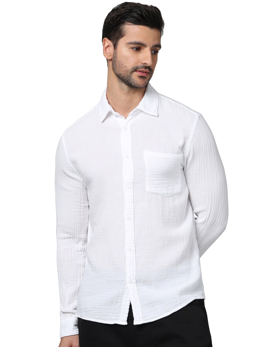 

Celio Spread Collar Classic Cotton Opaque Casual Shirt, White