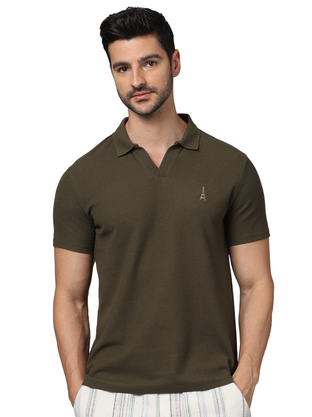 

Celio Polo Collar Cotton Regular Fit T-shirt, Olive