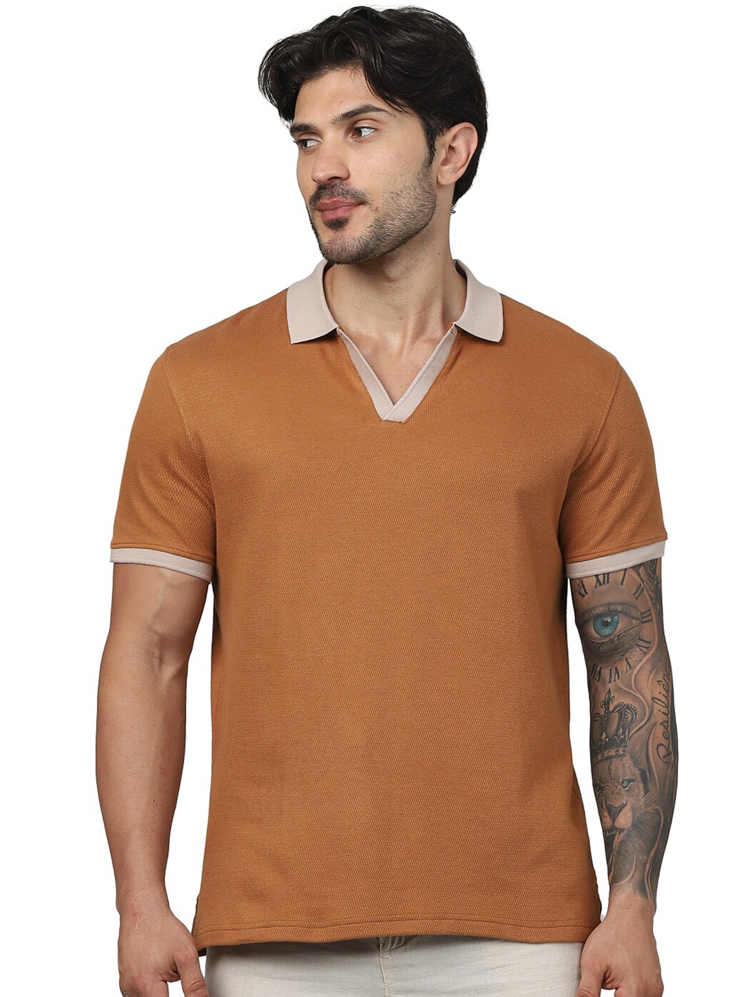 

Celio Polo Collar Cotton Regular Fit T-shirt, Brown
