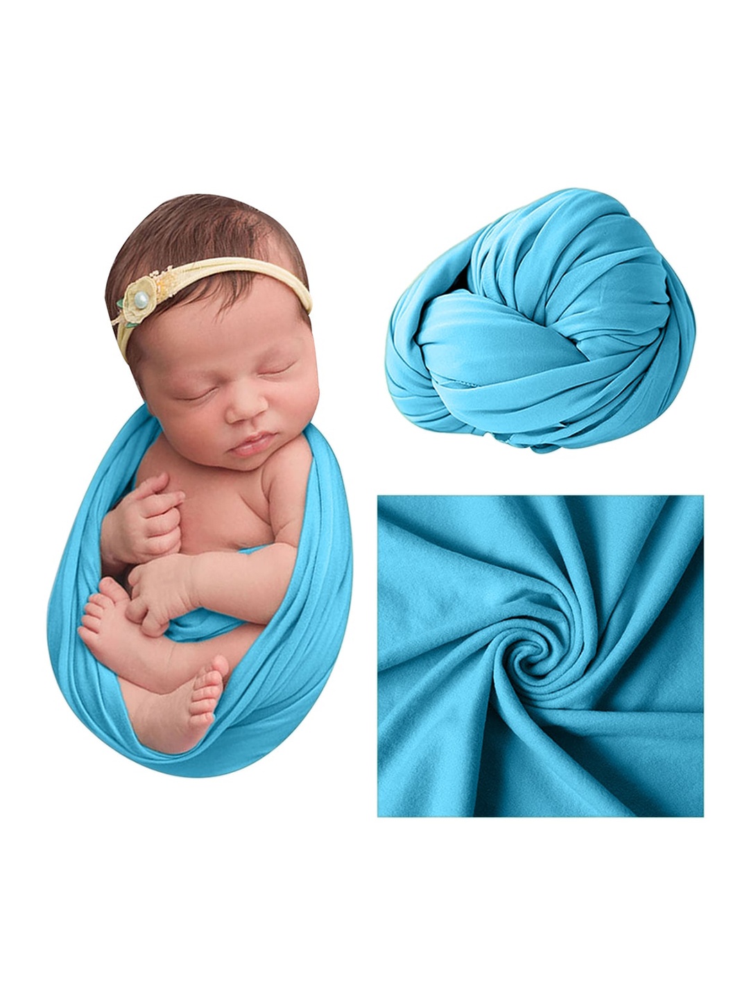 

Babymoon Infants Cotton Stretchable Swaddle Baby Wrap Photography Props, Teal