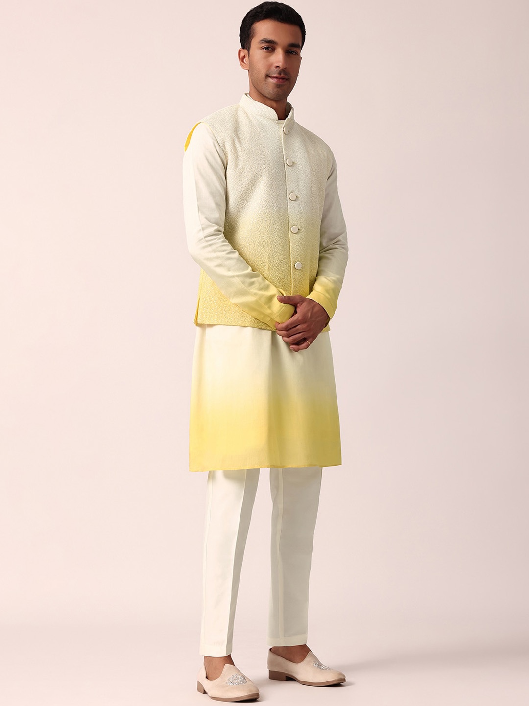 

KALKI Fashion Men Colourblocked Regular Kurta with Trousers, Yellow