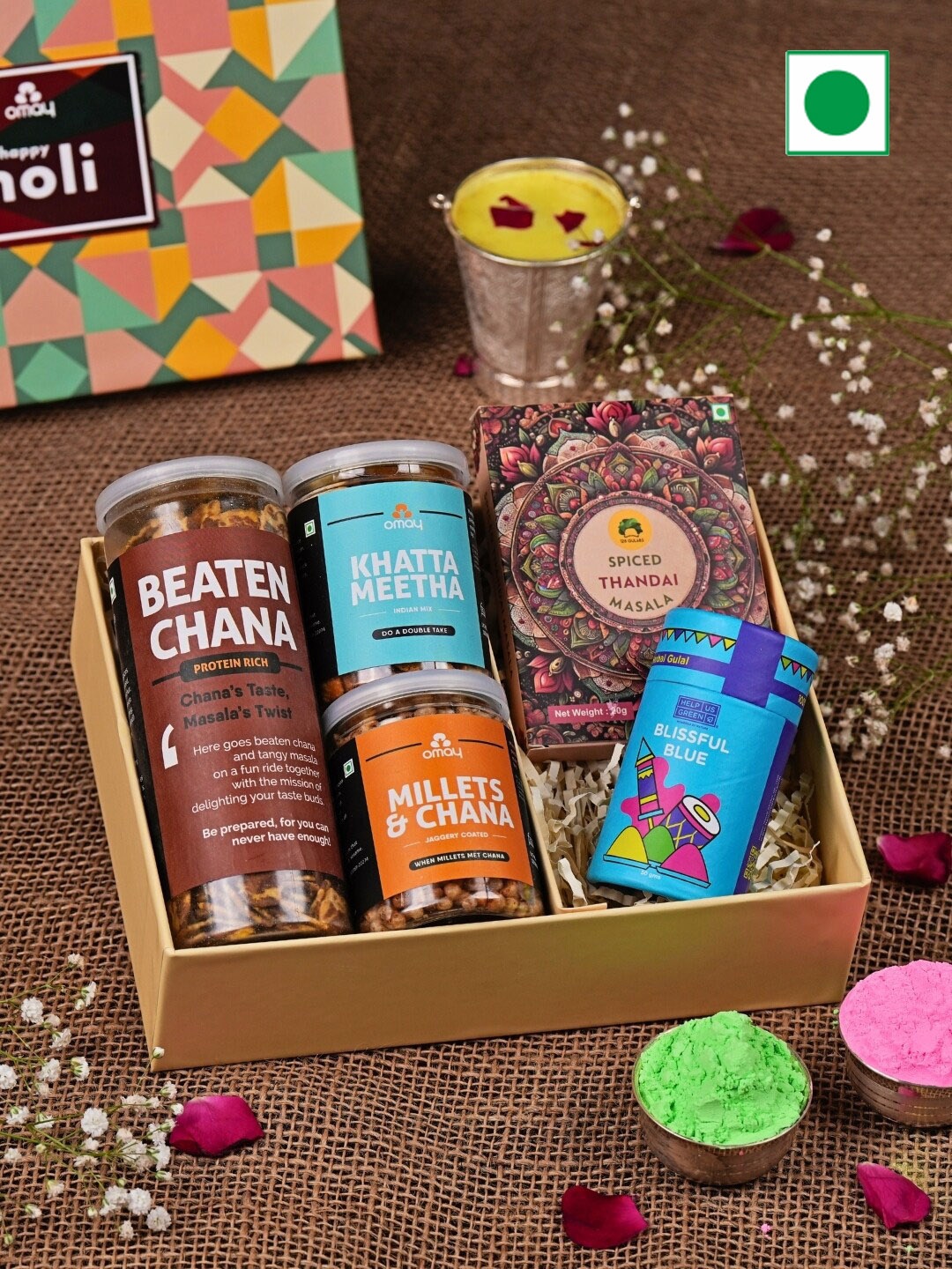 

Omay Foods Set of 5 Holi Brilliance Gift Box 700 g, Brown