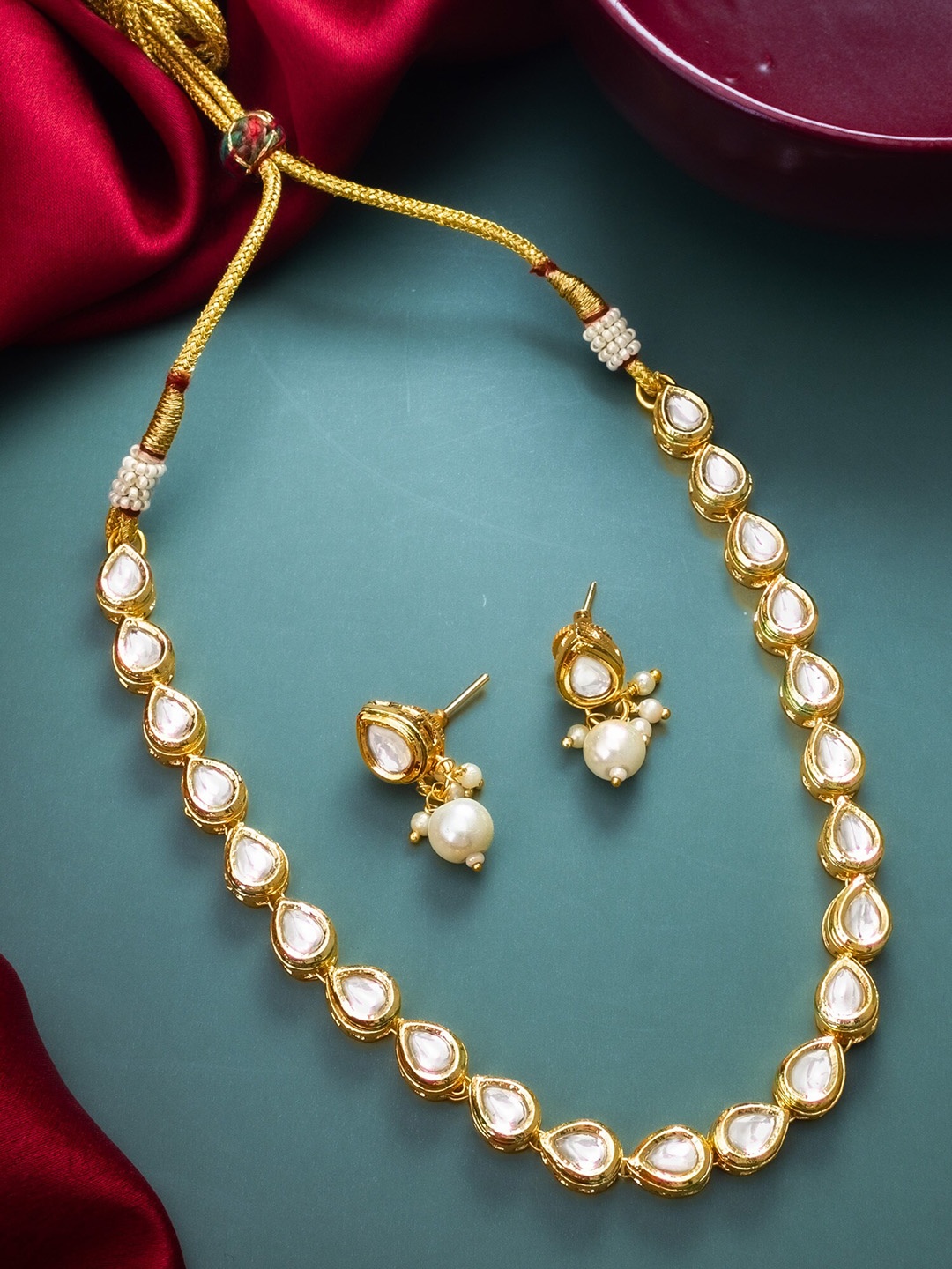 

aadita Stone Studded Jewellery Set, Gold