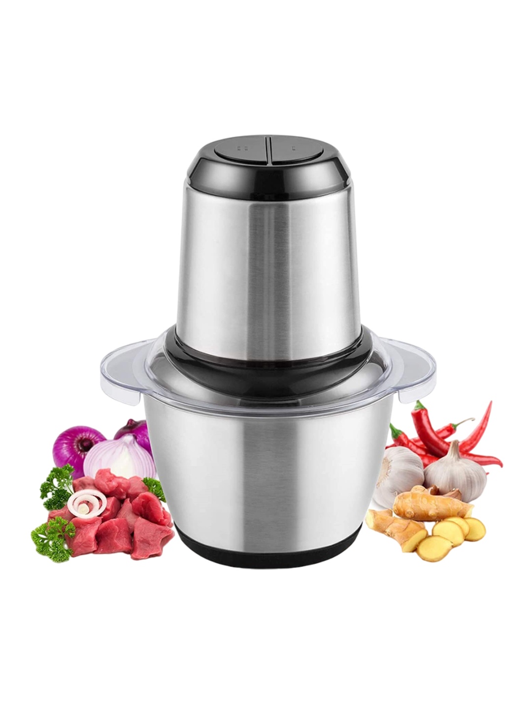 

SHOPPOFOBIX Grey & Black 700W Electric Chopper, Silver