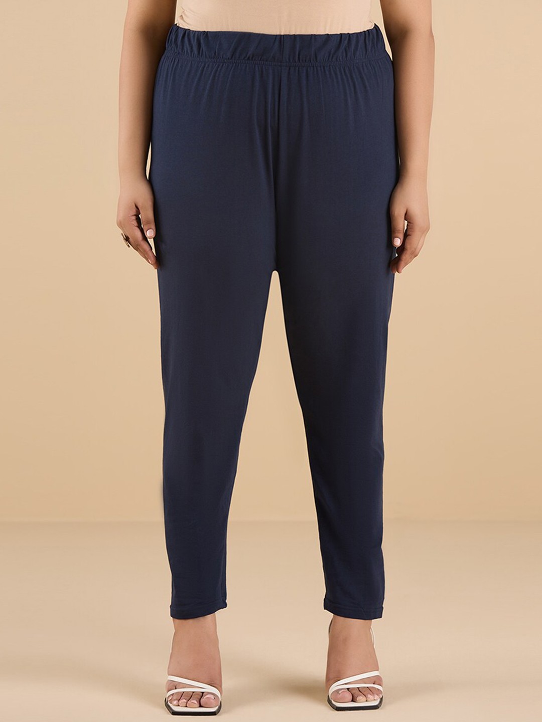 

Big Hello - The Plus Life Stretch Cotton Ankle-Length Leggings, Navy blue