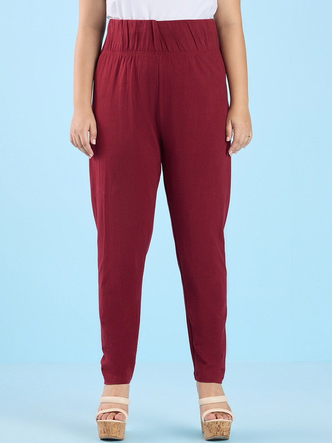 

Big Hello - The Plus Life Cotton Ankle-Length Leggings, Maroon