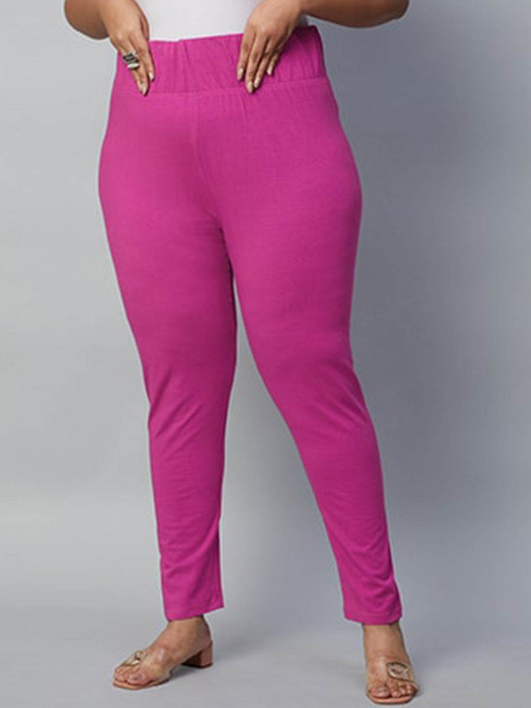 

Big Hello - The Plus Life Stretch Cotton Ankle-Length Leggings, Pink