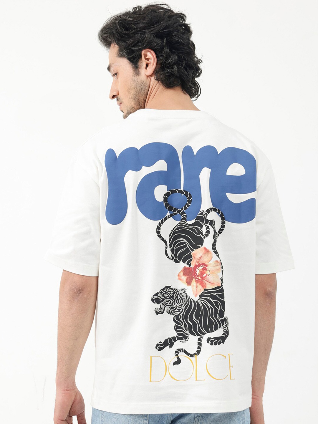 

RARE RABBIT Men Cher Typography Printed Cotton Slim Fit T-Shirt, Off white