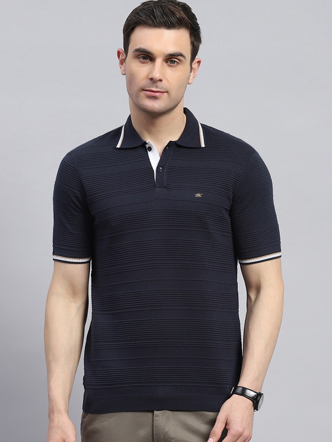 

Monte Carlo Polo Collar Cotton T-shirt, Navy blue