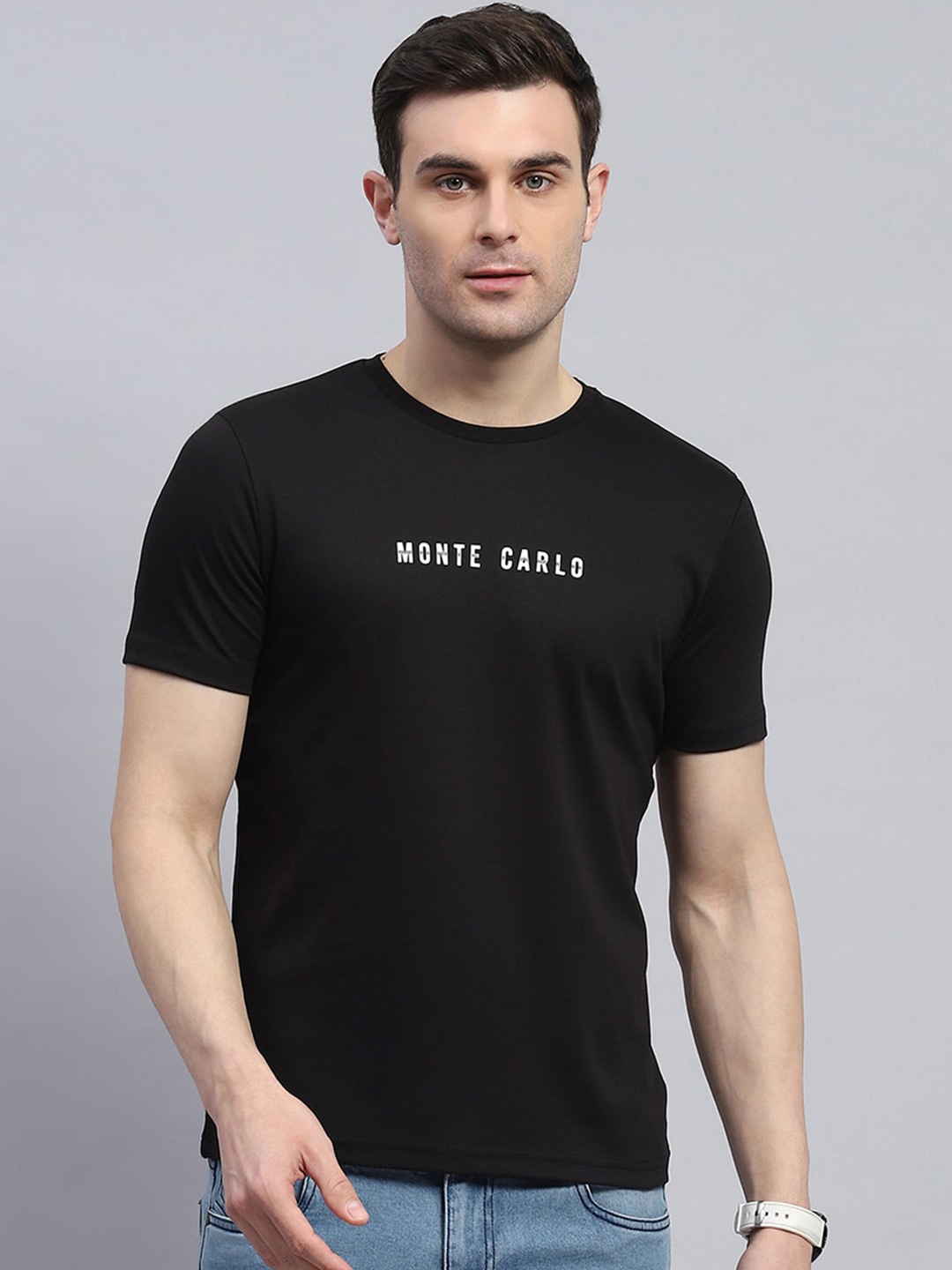 

Monte Carlo Round Neck Short Sleeves T-shirt, Black