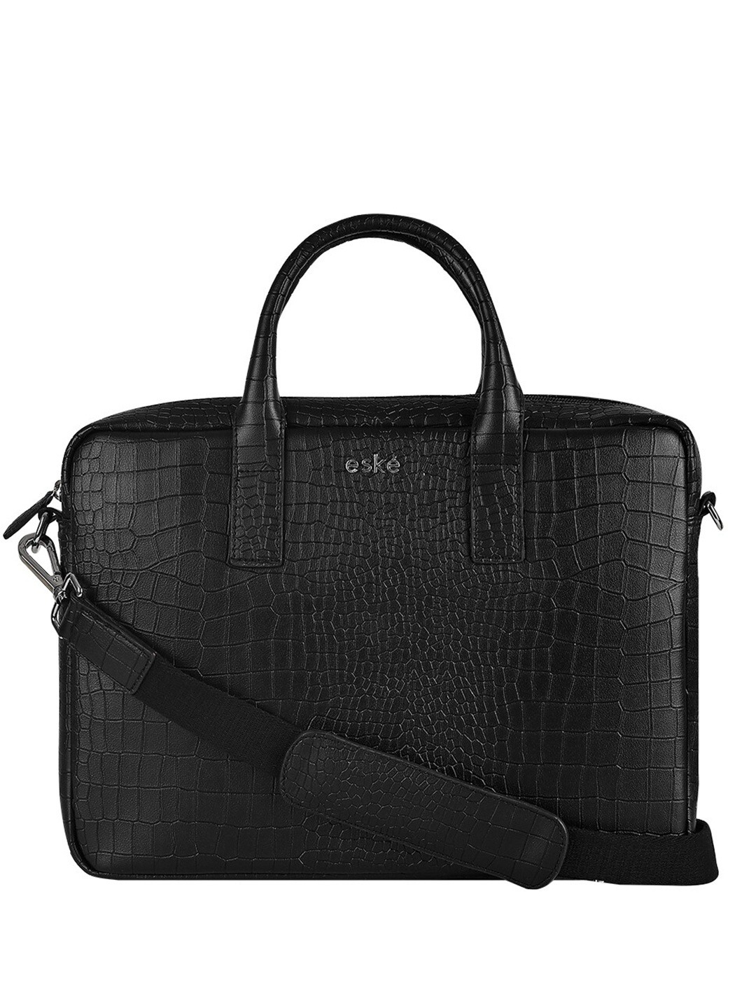 

Eske Martin Vegan Leather Animal Print 15inch Laptop Messenger Briefcase, Black