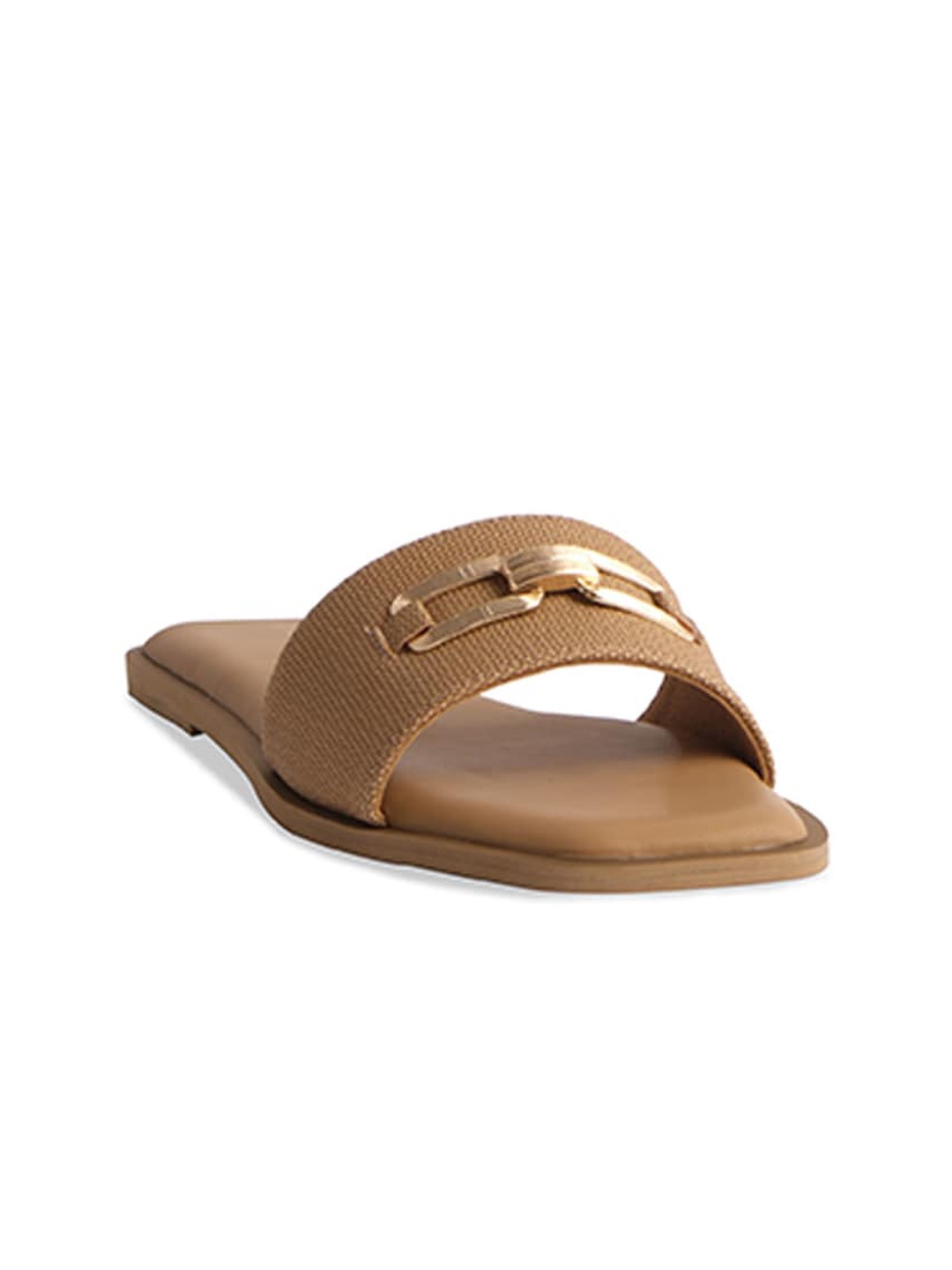 

ERIDANI Embellished Open Toe Flats, Beige