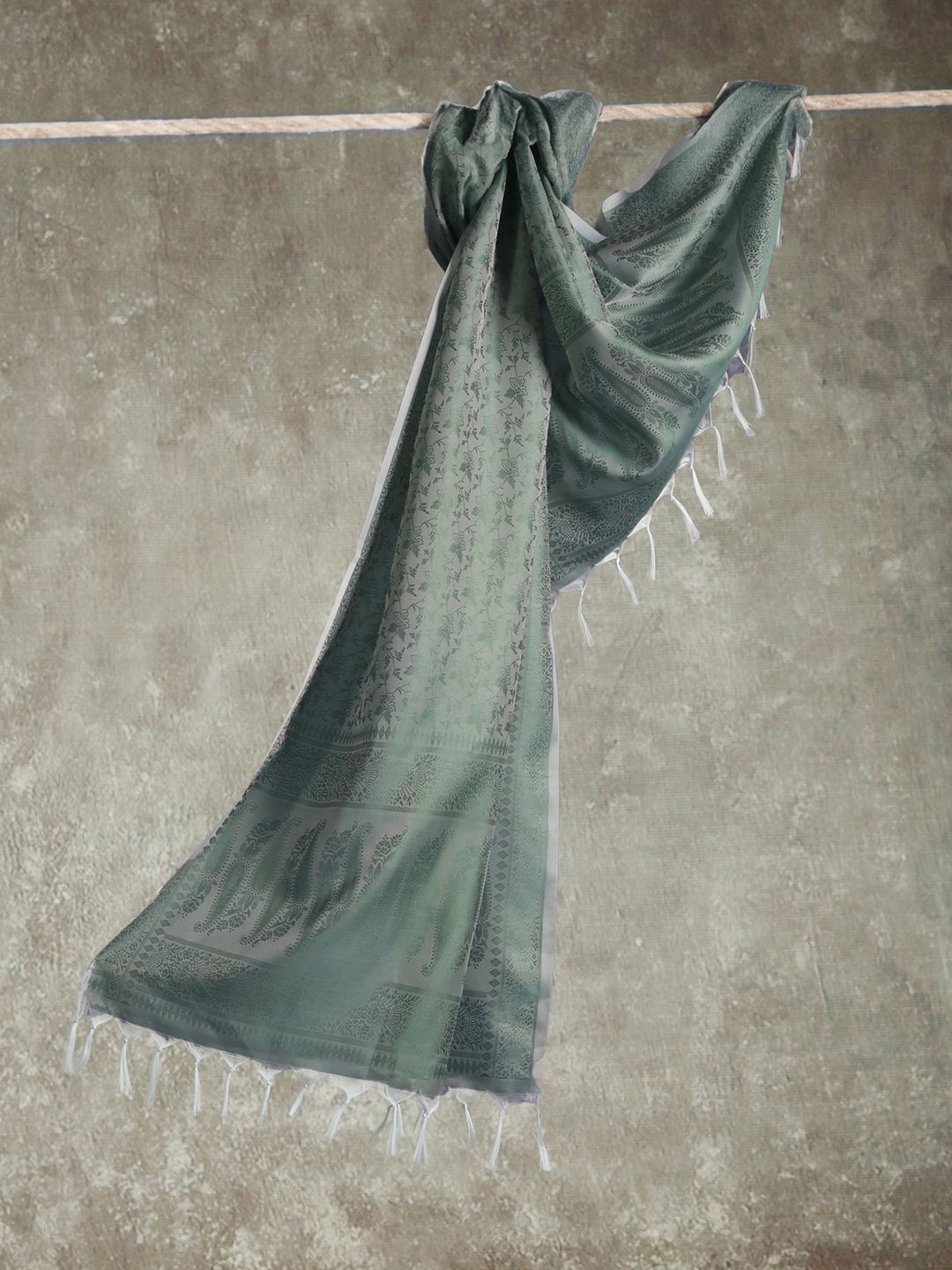 

CrossKulture Self Design Silk Scarf, Green