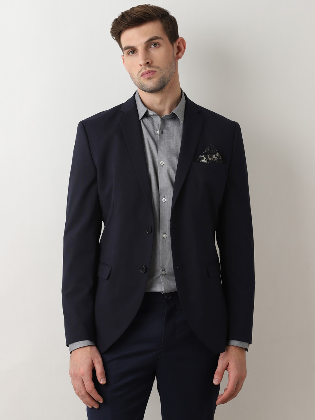 

SELECTED Slim Fit Self Design Opaque Cotton Formal Shirt, Grey