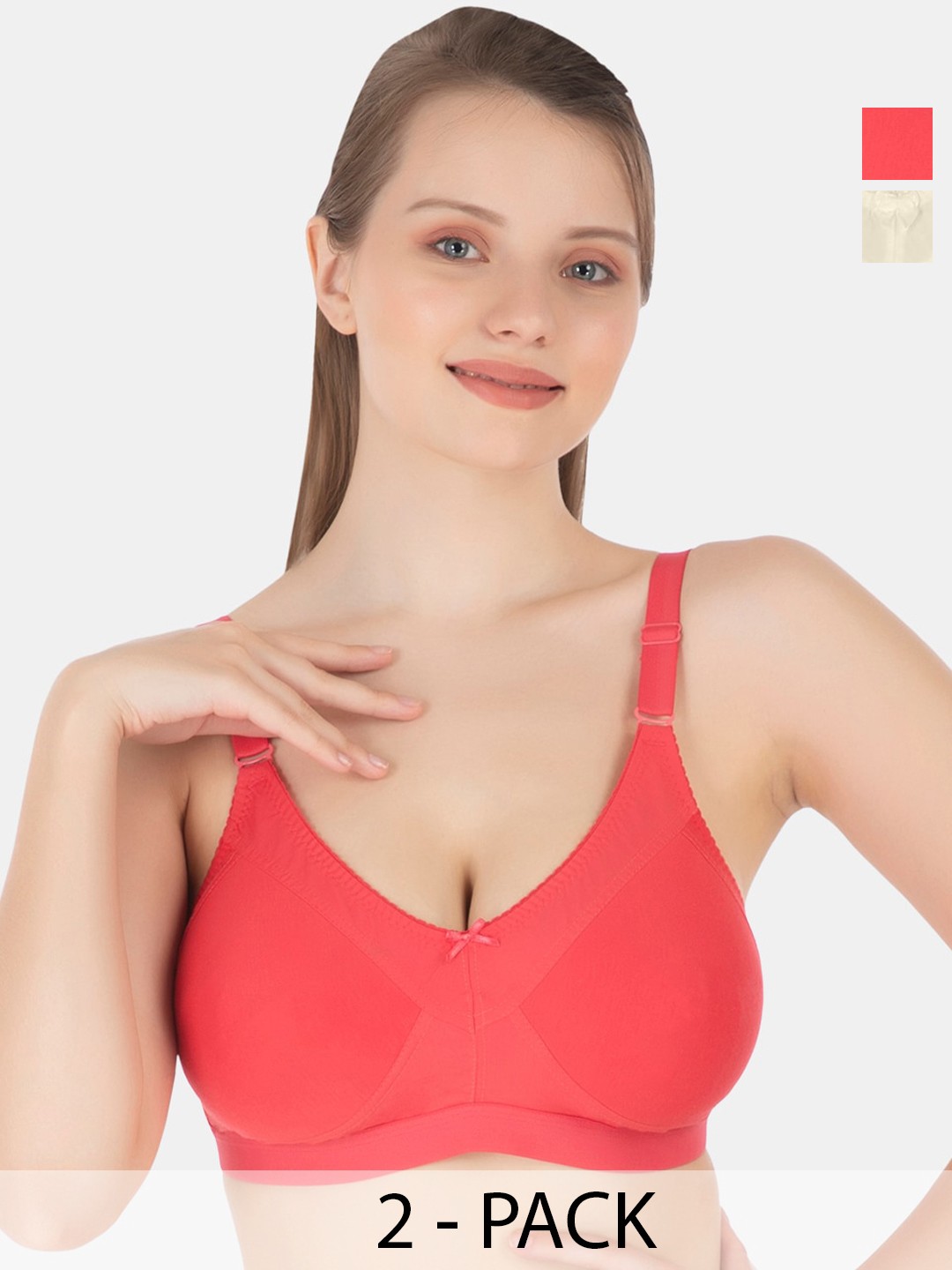 

Tweens Pack of 3 Non Padded Cotton T-shirt Bra - Full Coverage, Coral