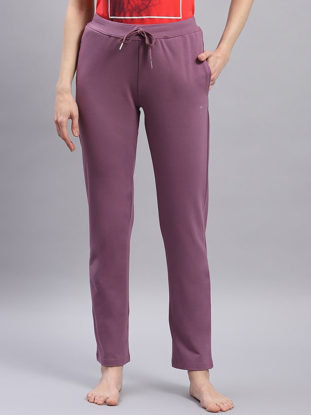 

Monte Carlo Women Solid Mid-Rise Lounge Pants, Mauve