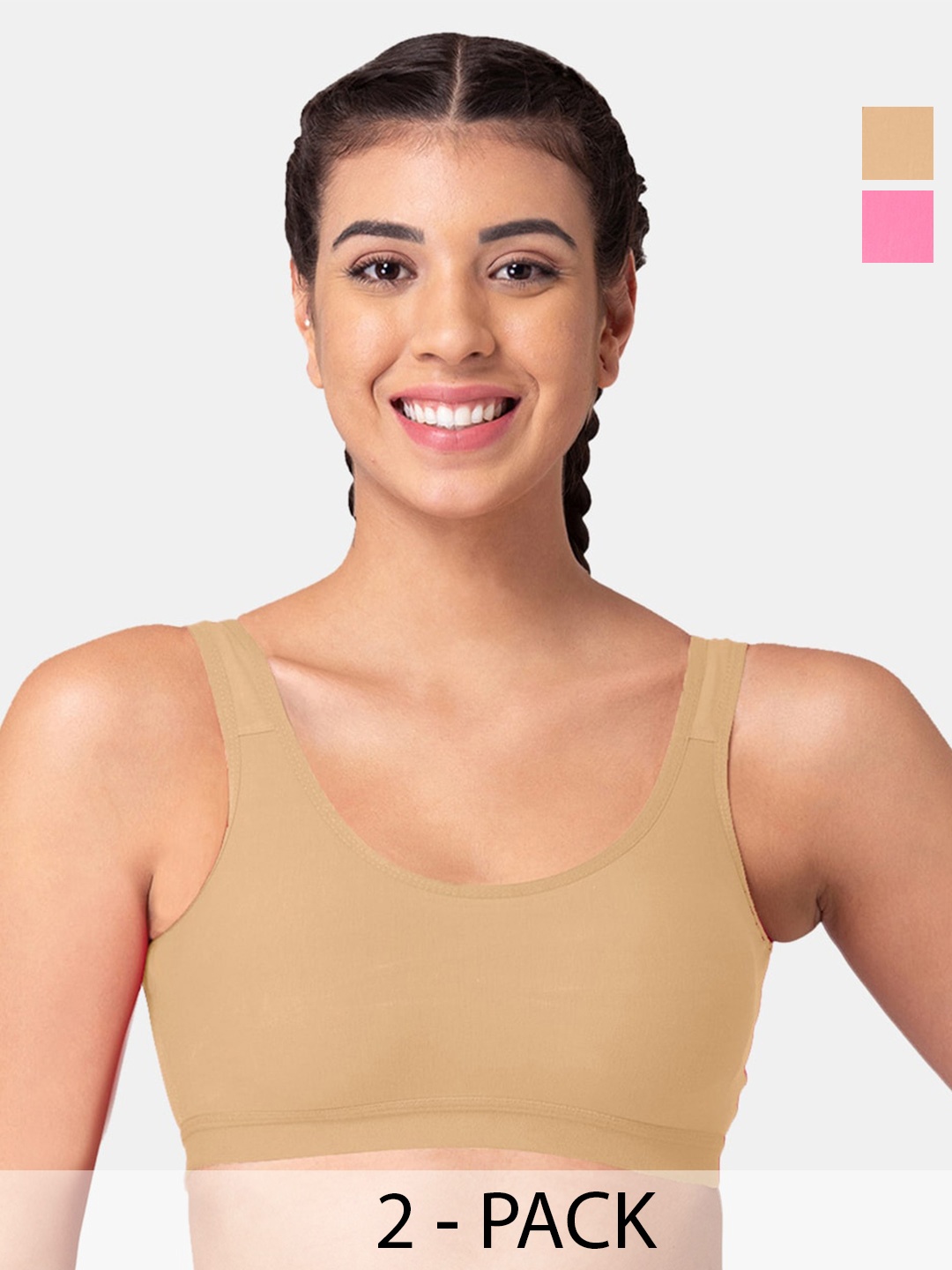 

Tweens Pack Of 2 Full Coverage Seamless Cotton T-shirt Bra With All Day Comfort, Beige